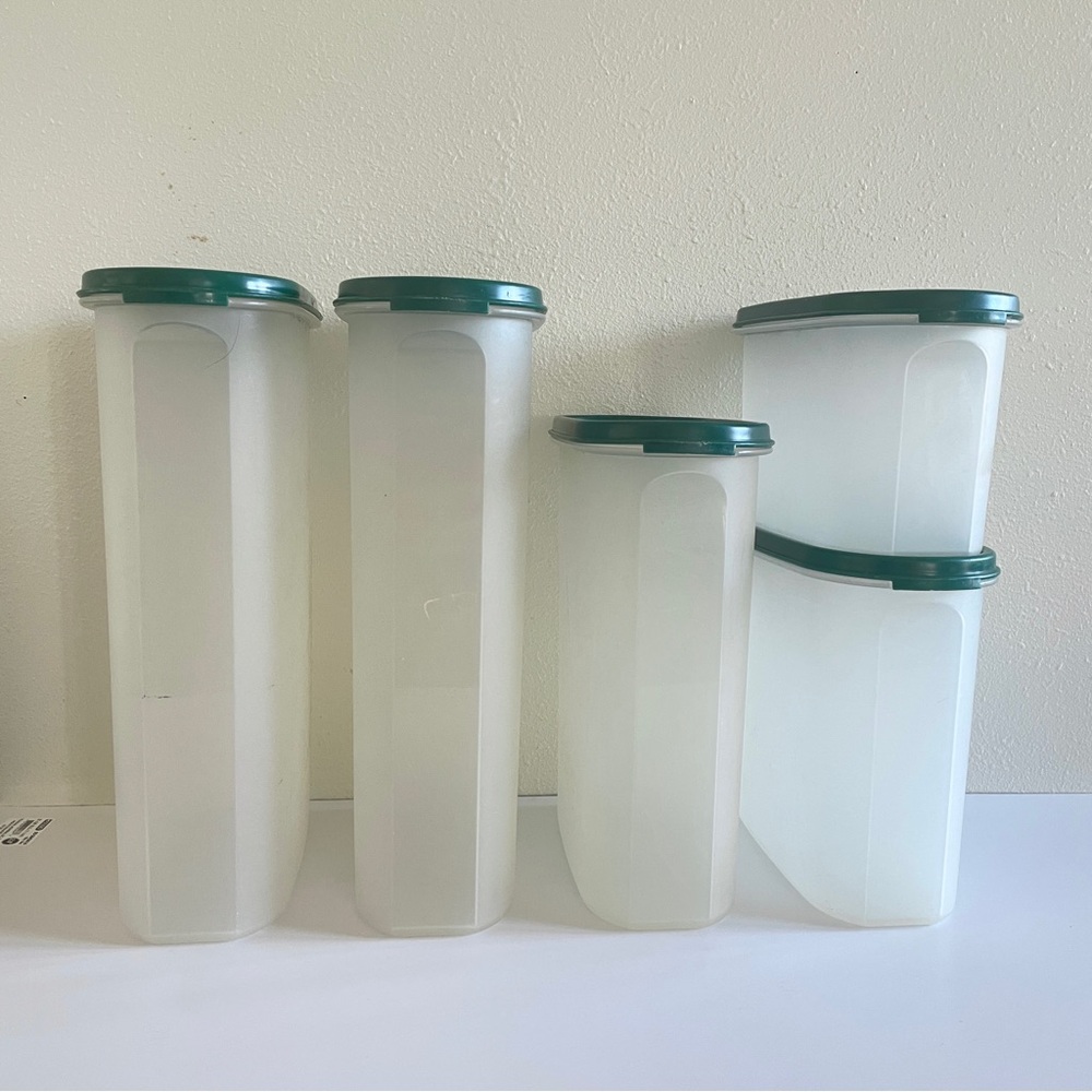 Vintage Tupperware Modular Mates Oval Green 5 Storage Cottagecore Containers⁠